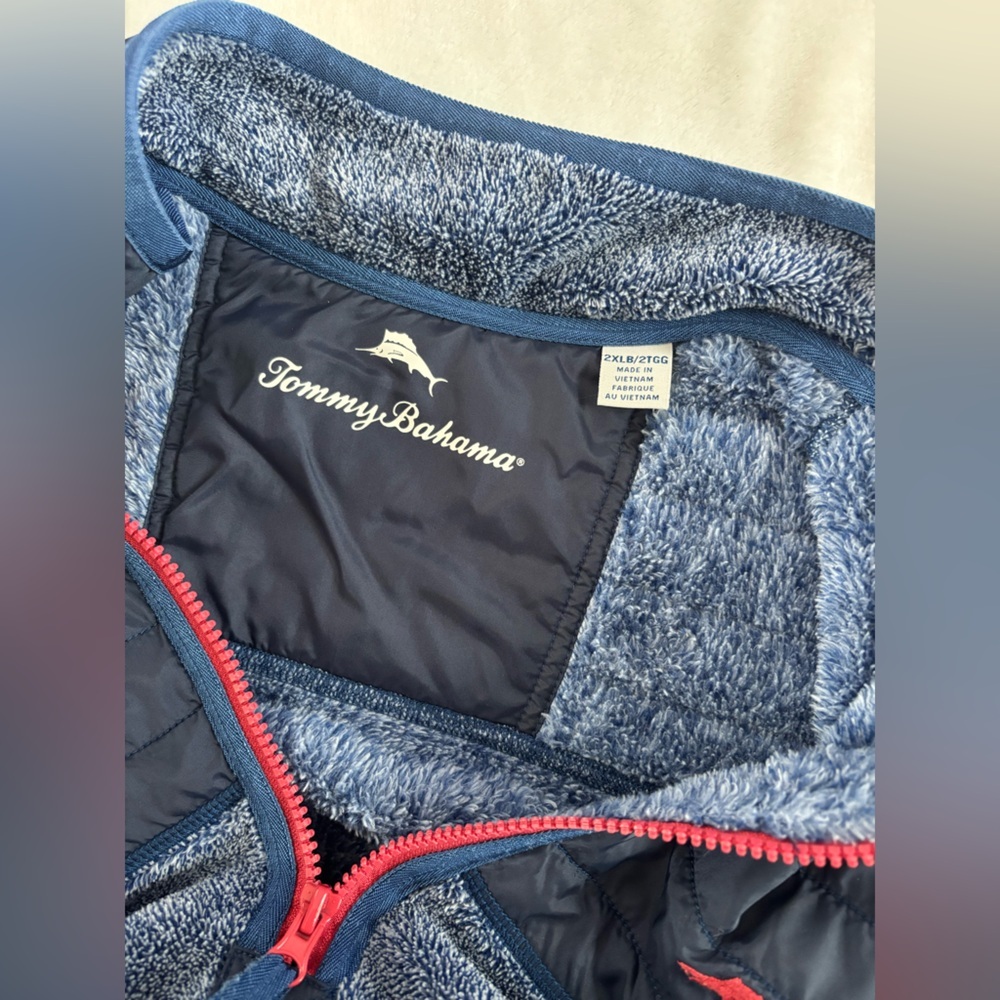 Tommy Bahama Big & Tall Sz 2XLB Hybrid Quilted Fleece 1/2 Zip Pullover Blue Red - Picture 7 of 10